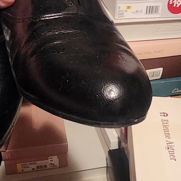 Naturalizer 9M black leather slip on flats. Lecture style - Picture 2 of 6